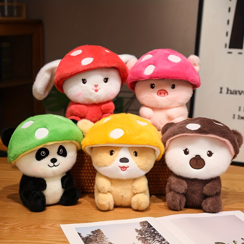 عروسک حیوانات کلاه قارچی 23سانتی