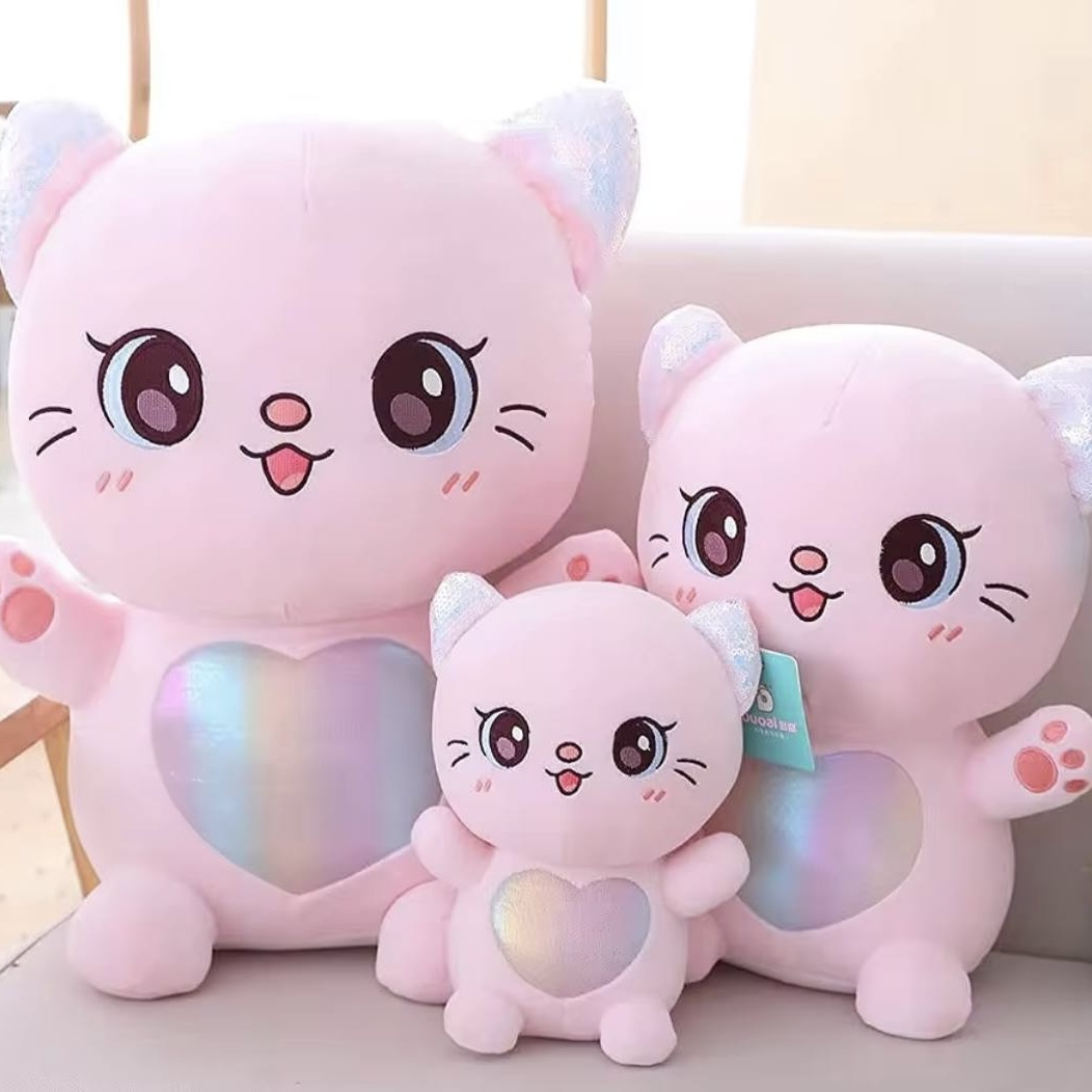 گربه صورتی قلب براق ۳۵ سانتی