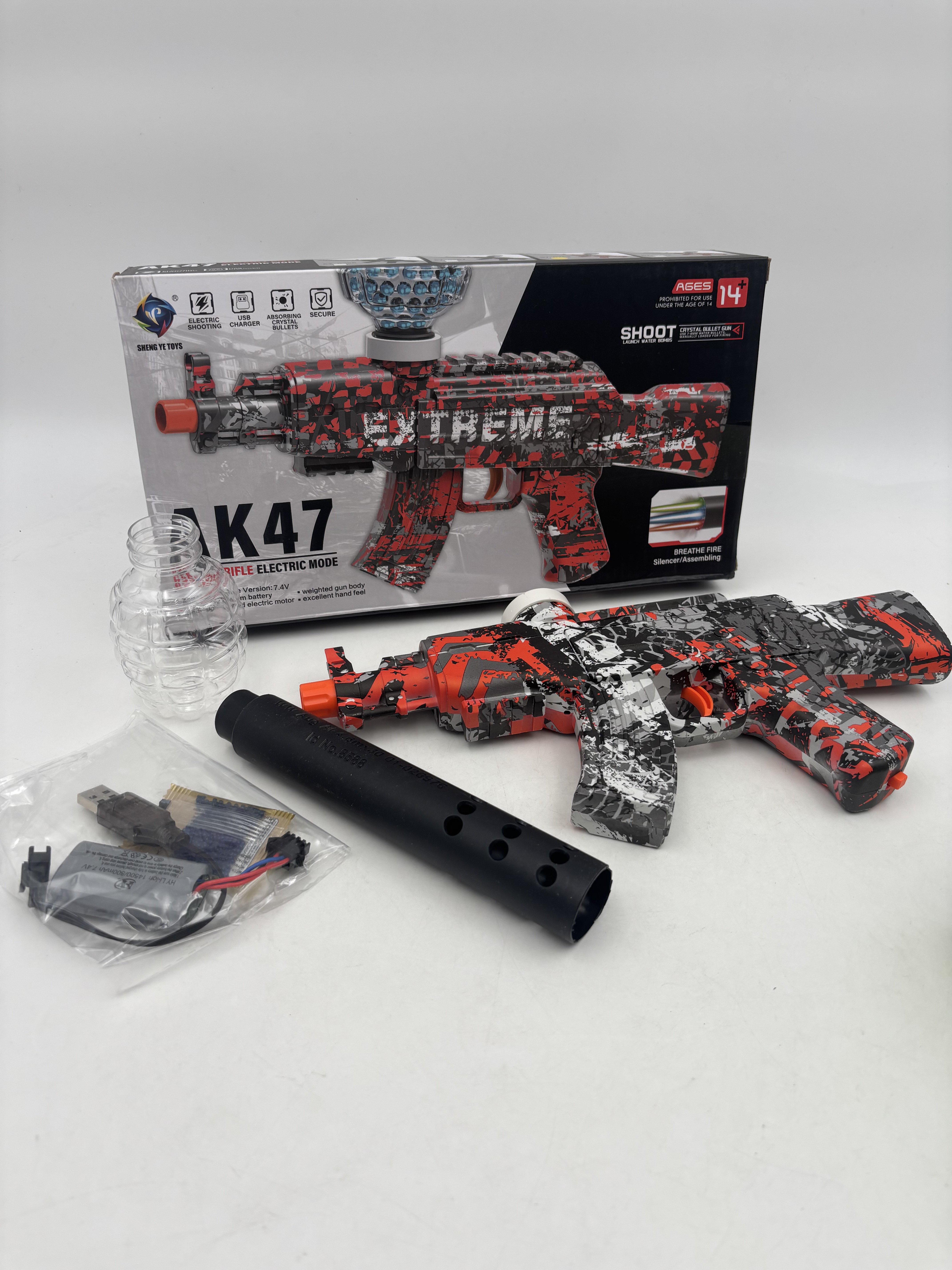 تفنگ شارژی تیر ژله ای سایز متوسط طرح AK47