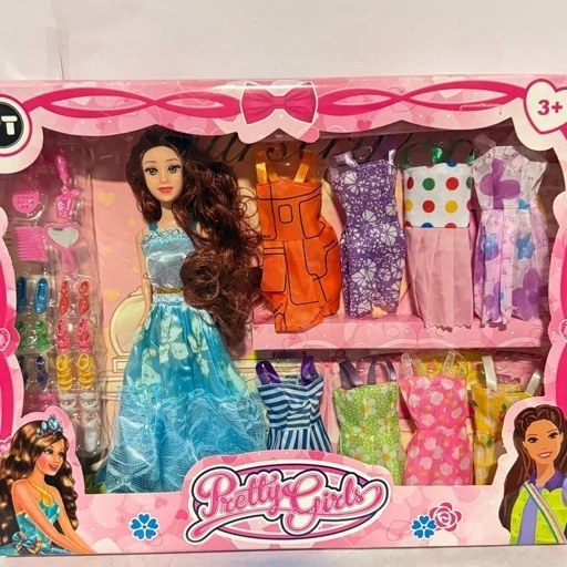 عروسک باربی موبلند با ۸ دست لباس